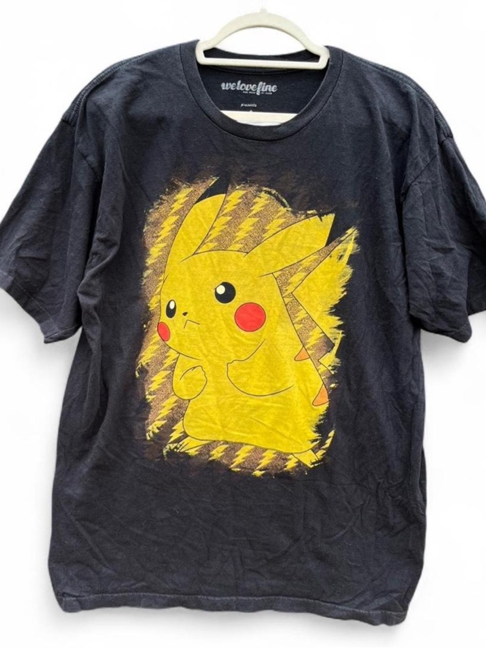 Love Black Short-Sleeve Graphic Tee with Yellow Pikachu